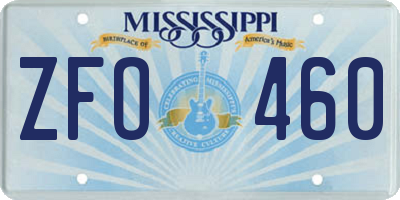 MS license plate ZFO460