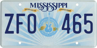 MS license plate ZFO465