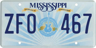 MS license plate ZFO467
