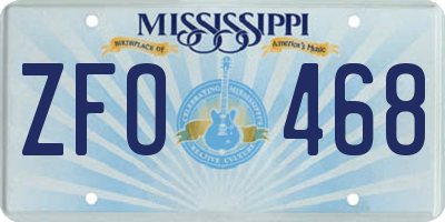 MS license plate ZFO468
