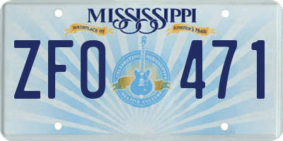 MS license plate ZFO471