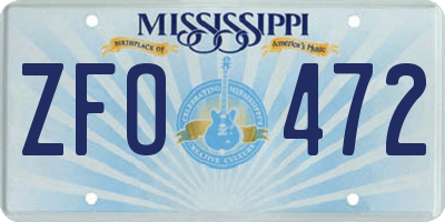 MS license plate ZFO472