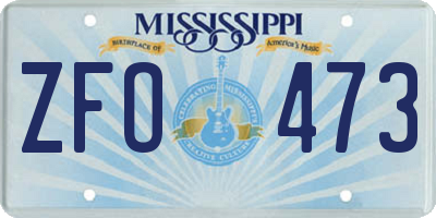 MS license plate ZFO473