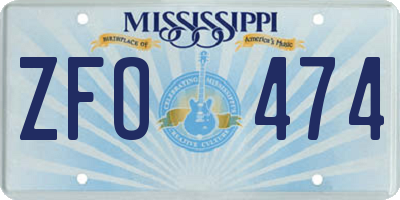 MS license plate ZFO474