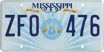 MS license plate ZFO476
