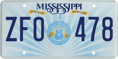 MS license plate ZFO478