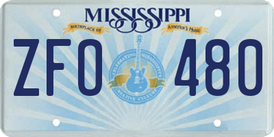 MS license plate ZFO480