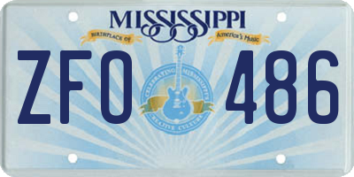 MS license plate ZFO486