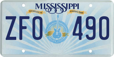 MS license plate ZFO490