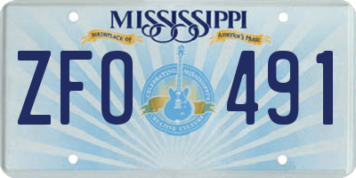 MS license plate ZFO491