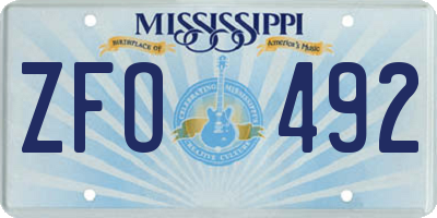 MS license plate ZFO492