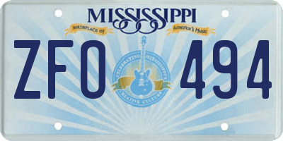 MS license plate ZFO494