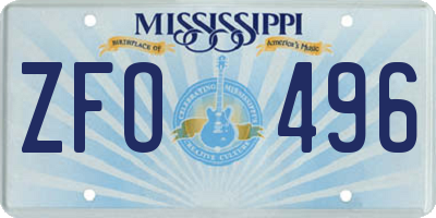 MS license plate ZFO496
