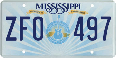 MS license plate ZFO497