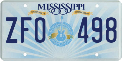 MS license plate ZFO498