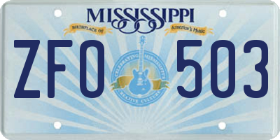 MS license plate ZFO503