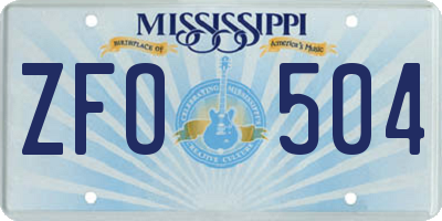 MS license plate ZFO504
