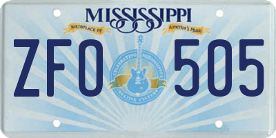 MS license plate ZFO505
