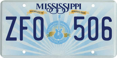 MS license plate ZFO506