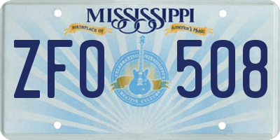 MS license plate ZFO508