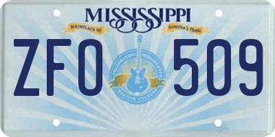 MS license plate ZFO509