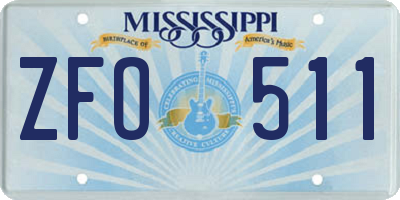 MS license plate ZFO511