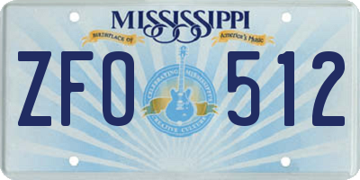 MS license plate ZFO512