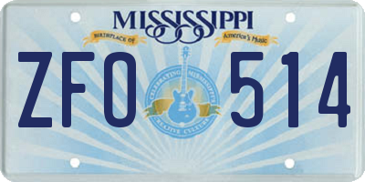 MS license plate ZFO514