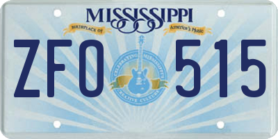 MS license plate ZFO515