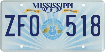 MS license plate ZFO518
