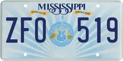 MS license plate ZFO519