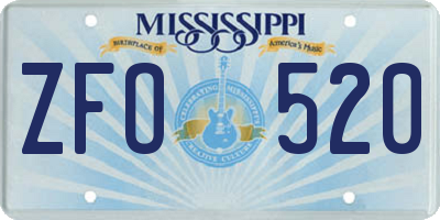 MS license plate ZFO520
