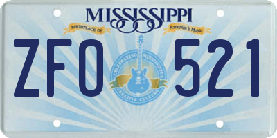 MS license plate ZFO521