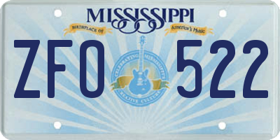MS license plate ZFO522