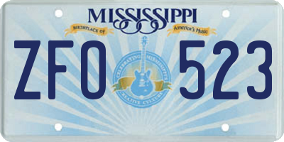 MS license plate ZFO523
