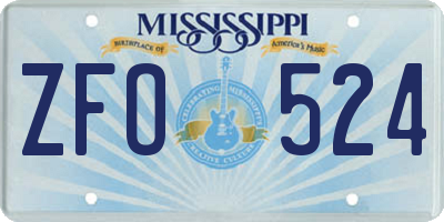 MS license plate ZFO524