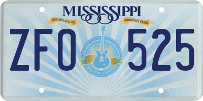 MS license plate ZFO525