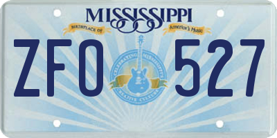 MS license plate ZFO527