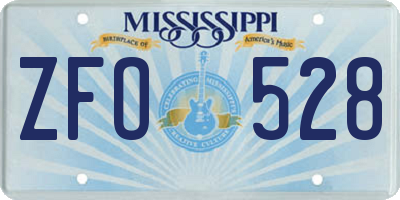 MS license plate ZFO528