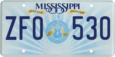 MS license plate ZFO530