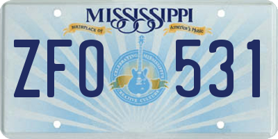 MS license plate ZFO531