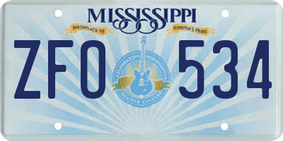 MS license plate ZFO534