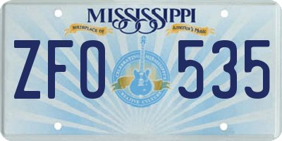 MS license plate ZFO535