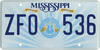 MS license plate ZFO536