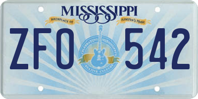 MS license plate ZFO542