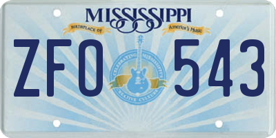 MS license plate ZFO543