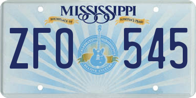 MS license plate ZFO545