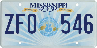 MS license plate ZFO546
