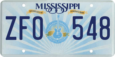 MS license plate ZFO548