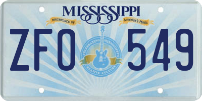 MS license plate ZFO549